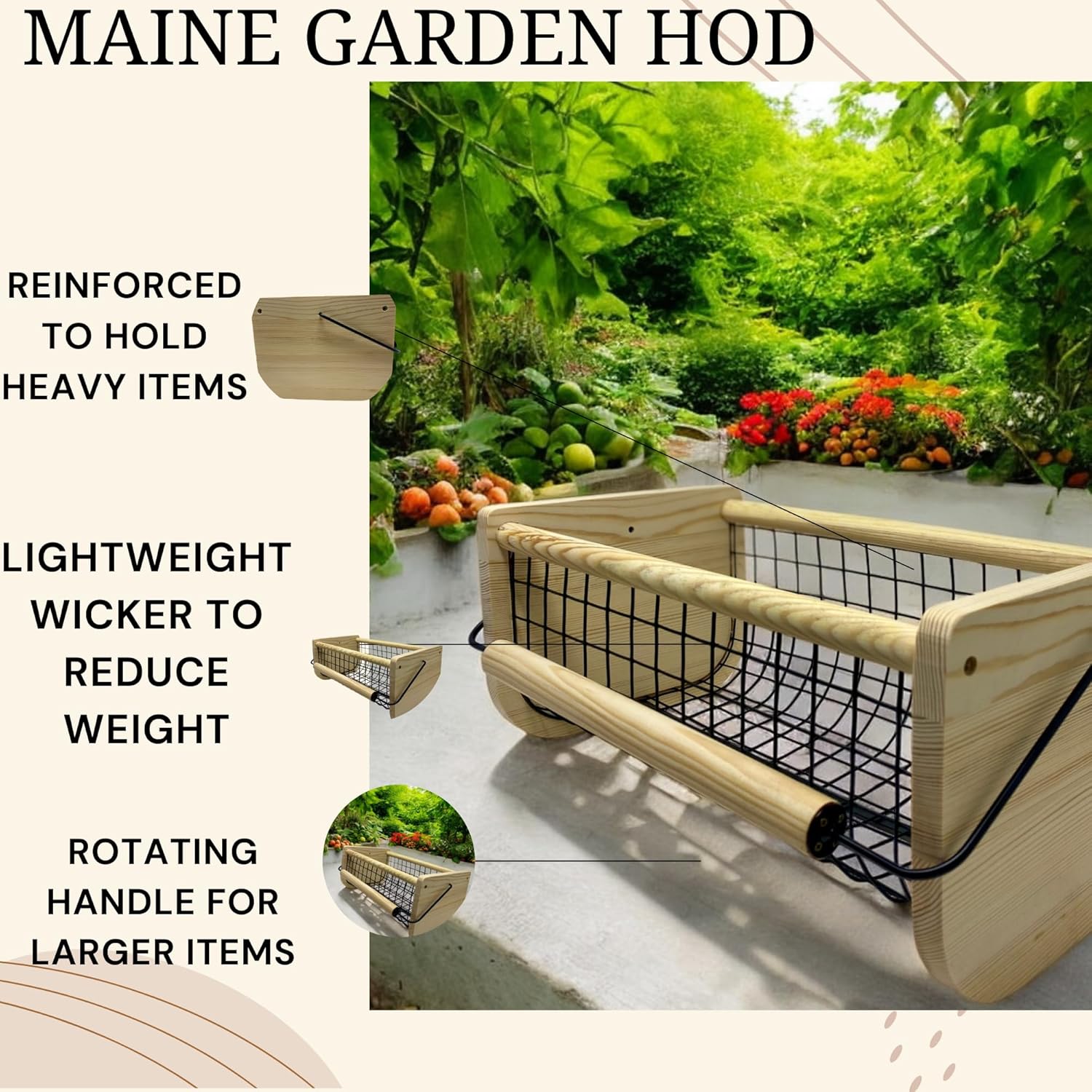 Large Garden Harvest Basket With Rotating Handle Makes Washing Your Fruits and Veggies a Breeze