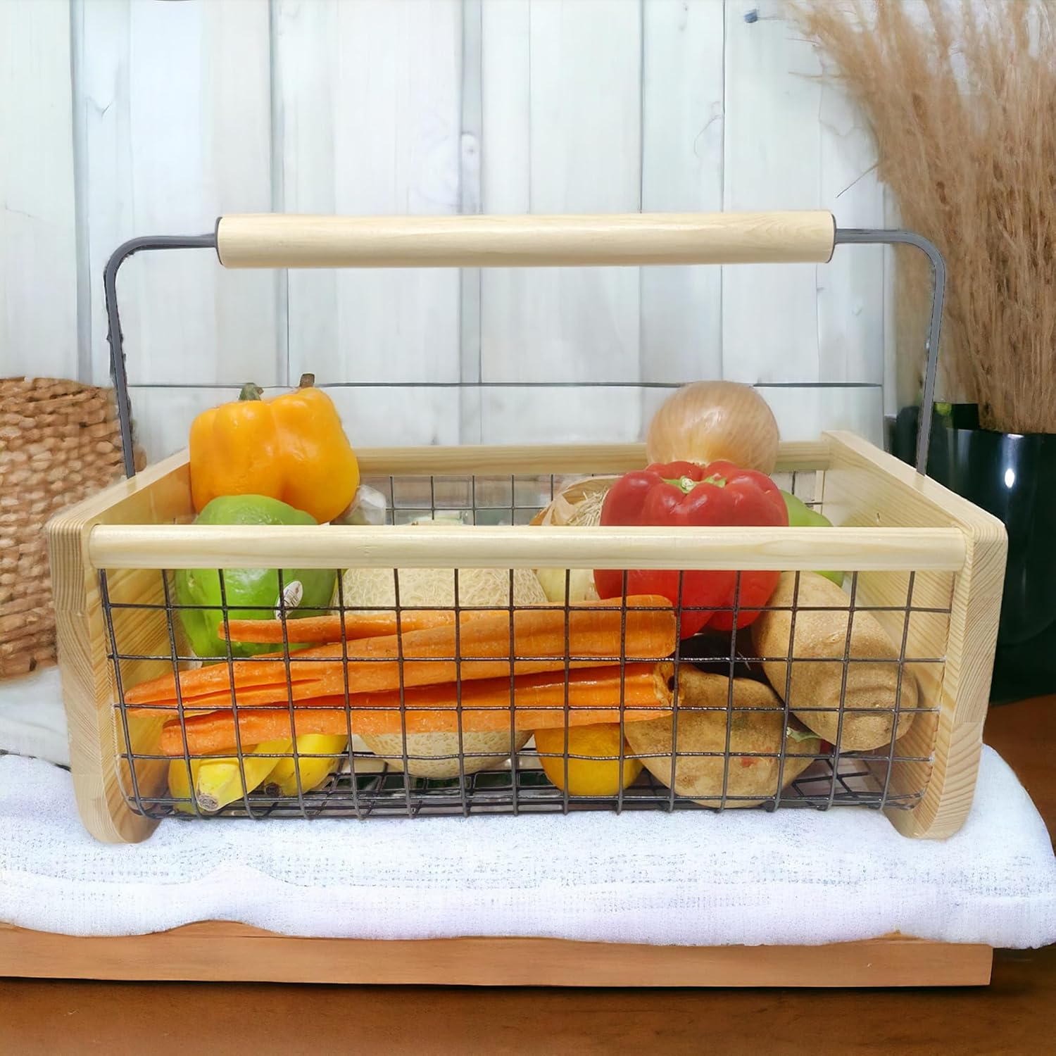 Large Garden Harvest Basket With Rotating Handle Makes Washing Your Fruits and Veggies a Breeze