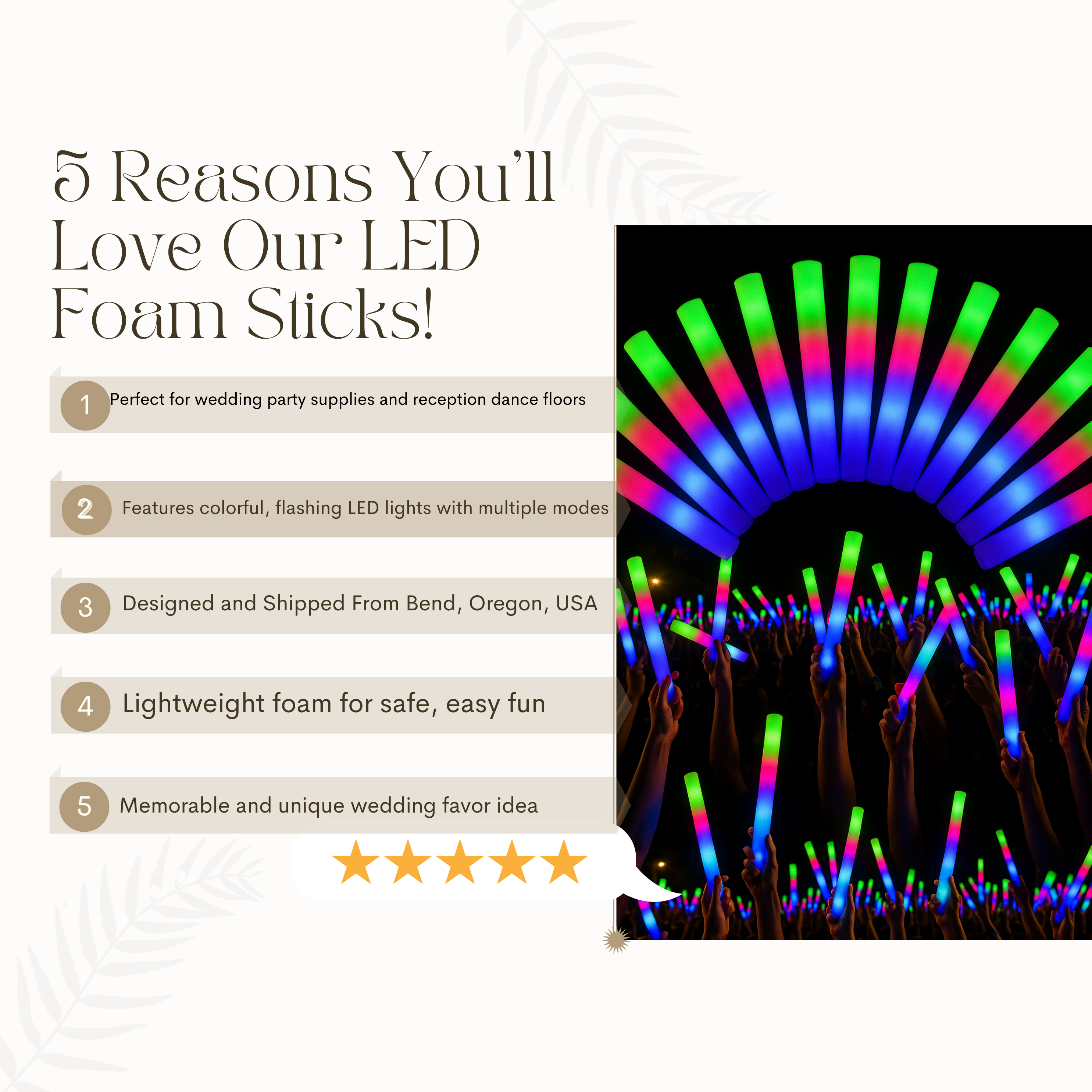 Customized Foam Glow Sticks Wedding Favors 120 Pack – Light Up Party Supplies, LED Glow Sticks Personalized Light Up Foam Sticks, Custom Text (Copy)