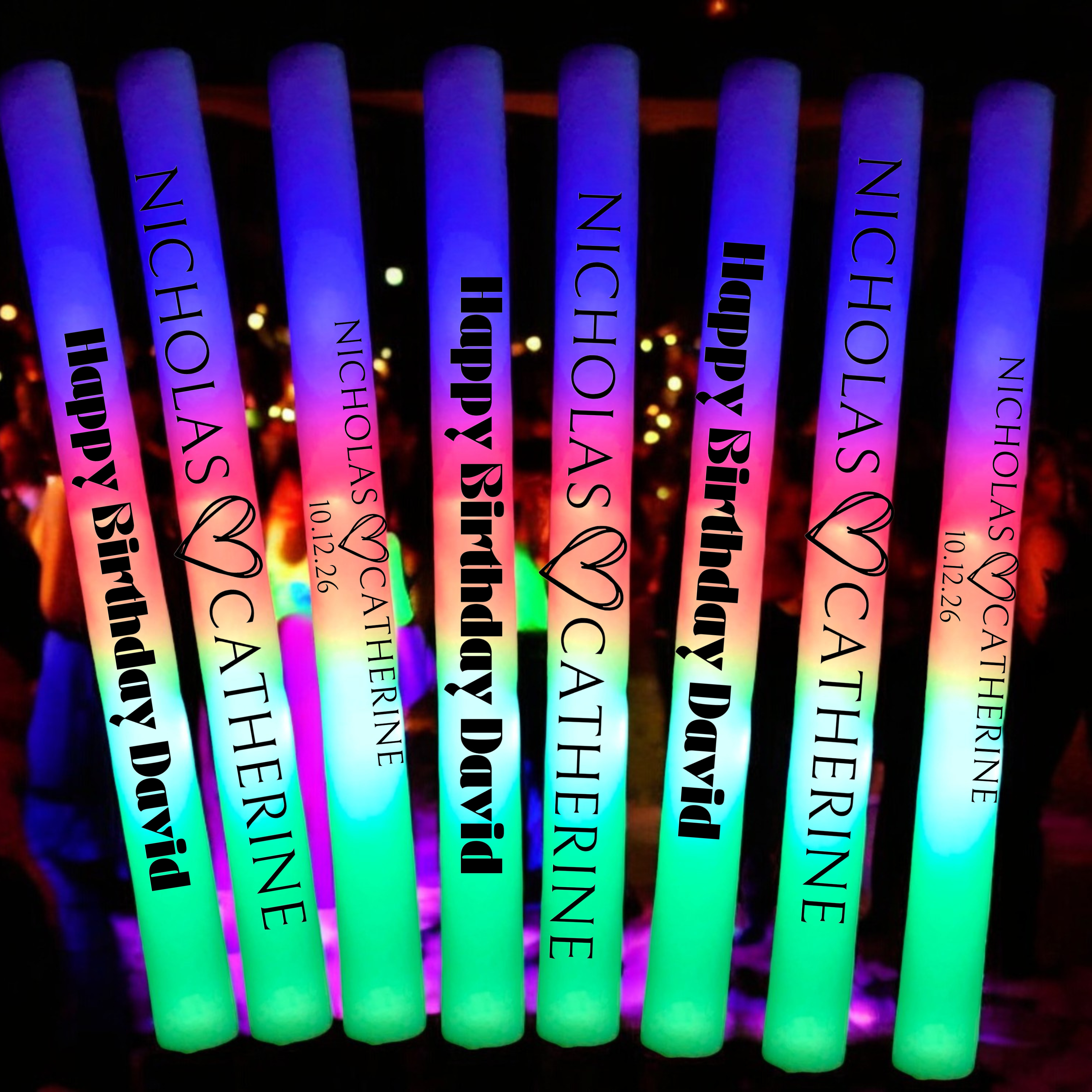 Customized Foam Glow Sticks Wedding Favors 120 Pack – Light Up Party Supplies, LED Glow Sticks Personalized Light Up Foam Sticks, Custom Text (Copy)