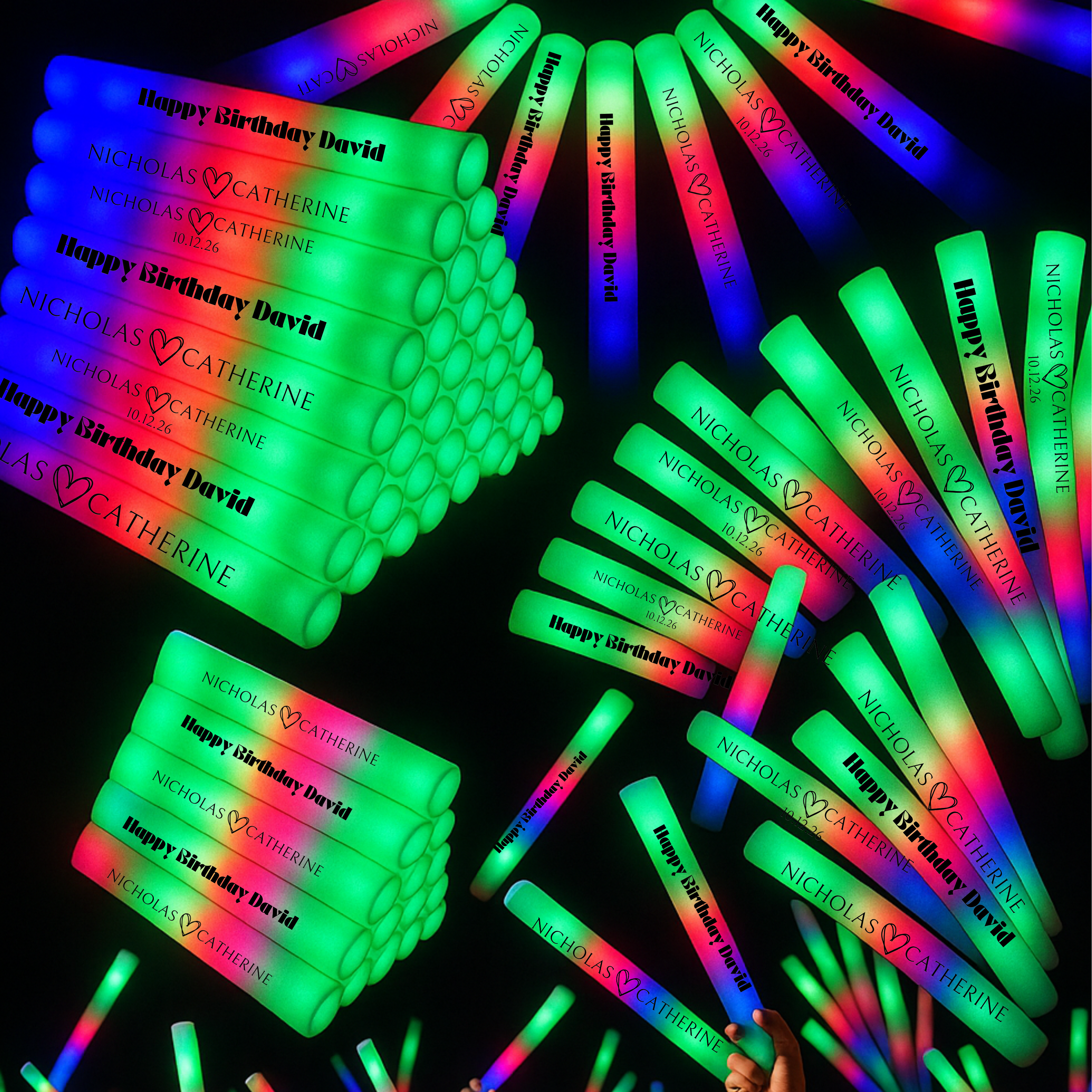 Customized Foam Glow Sticks Wedding Favors 120 Pack – Light Up Party Supplies, LED Glow Sticks Personalized Light Up Foam Sticks, Custom Text (Copy)