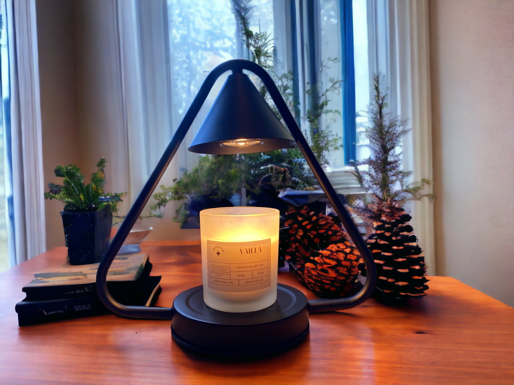 Electric Candle Warmer Lamp with Timer and 3 Brightness Settings, Two Bulbs Included, Stylish Design, Fits Candles Up to 6 Inches in Height